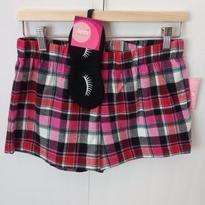 Jenni Moore Plaid Pajama Shorts & Sleep Mask Set